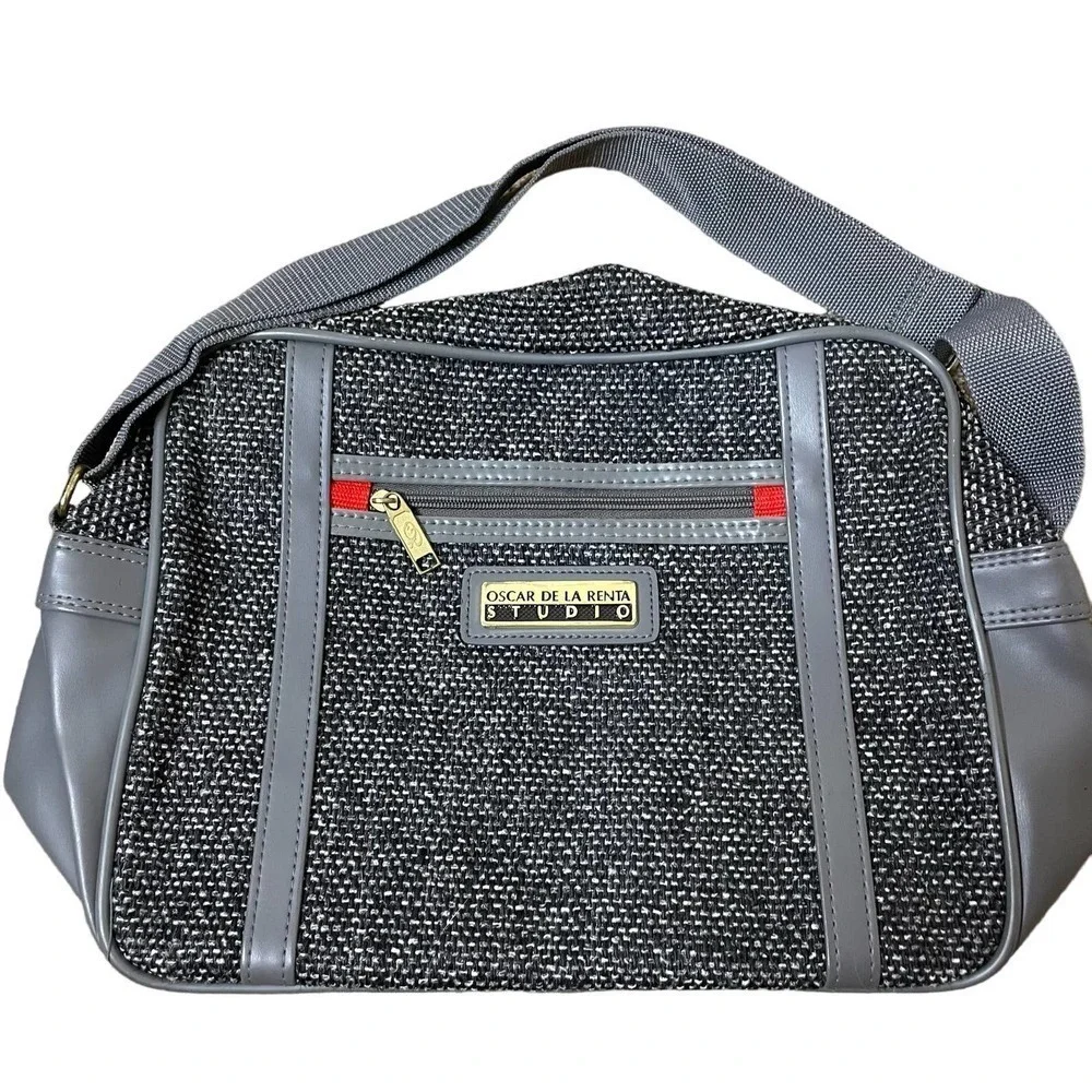Vintage - Oscar de la Renta Gray Tweed Carry On Shoulder Bag tweed gray luggage